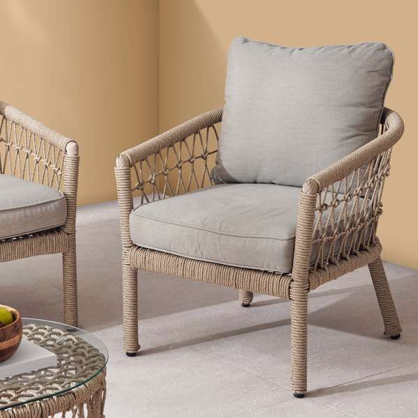 URBANE OUTDOOR SOFA SET 3 2 1 1 COFFEE TABLE RATTAN BEIGE